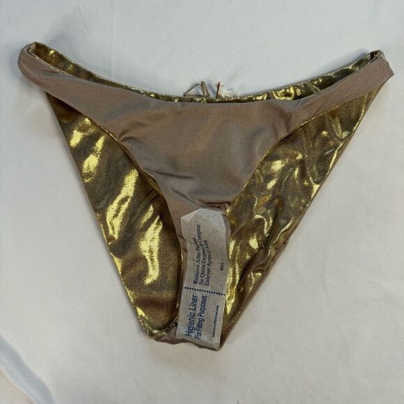 NWT Good American Size 2 M Mink Gold Reversible Metallic Better Bikini Bottom - Picture 3 of 10